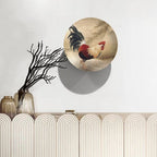 Rooster Decorative Plates, 6 Inch, Rooster In The Reeds Round Display Plate, Hanging Decorative Plate with Display Stand, for Kitchen Living Room Office Countertop Decor