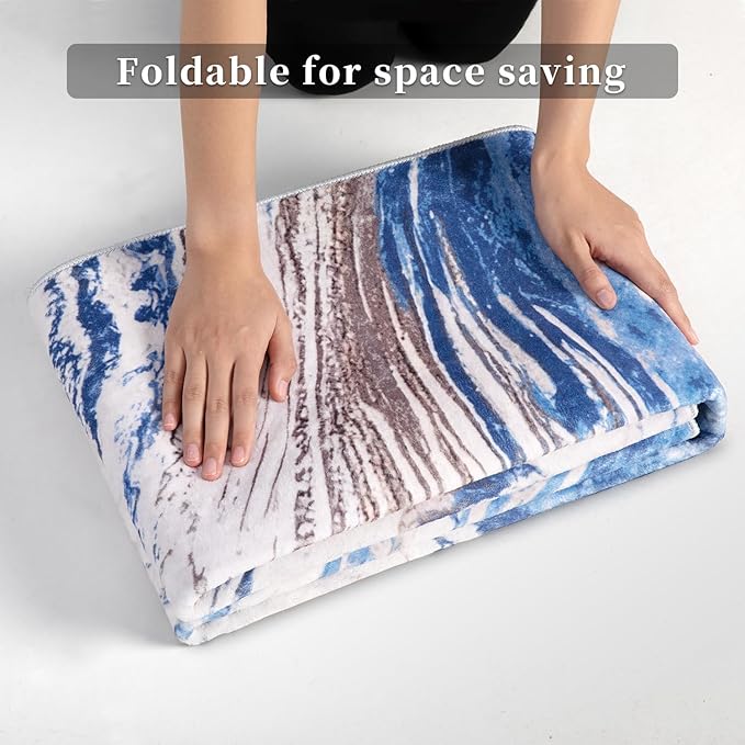 Ciicool Modern Abstract Area Rug 2x3 Washable Small Soft Entryway Rugs, Blue Brown Non-Slip Low Pile Throw Entry Rug, Foldable Kitchen Bathroom Rugs Floor Carpet for Entrance Bedroom Indoor Doormat