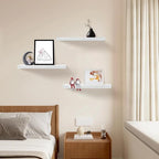 Upassion White Floating Shelves - Set of 3, 16" Wall Mounted Shelves for Home Decor, Living Room, Bedroom, Bathroom, Kitchen