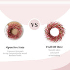 26 Inch Spring Wreaths for Front Door, Large Artificial Forsythia Flowers Wreath, Spring Summer Floral Wreath All Season for Home, Wall, Window, Porch, Wedding, Farmhouse Decor (Pink)