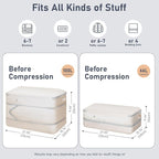 DIMJ Comforter Storage Bag - 100L Large Capacity Blanket Storage Compression Bags, Washable Space Saving Self Compression Organizer with Window Handles, Space Saver for Clothes, Bedding, Sheet