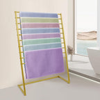 10 Tier Metal Scarf Organizer Holder, Freestanding Scarf Rack, Scarf Holder Organizer for Commercial Clothing Retail Store Towel Rack Ties Belt Pants Hanging (Gold, 39.37 * 15.75 * 57.09in)