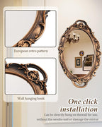 XPXKJ Vintage Gold Mirror Tray Vanity Tray for Dresser Perfume Storage Decorative Mirrored Glass Tray Coquette Room Decor, Bedroom, Bathroom Oval Antique Serving Makeup Organizer