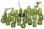 24PCS Mini Bud Vases As Wedding Centerpieces for Tables,Clear Bud Vases for Flowers,Small Flower Vases Suitable for Birthday Party,Anniversary,Wedding Reception,Baby Shower (Green, 24PCS)