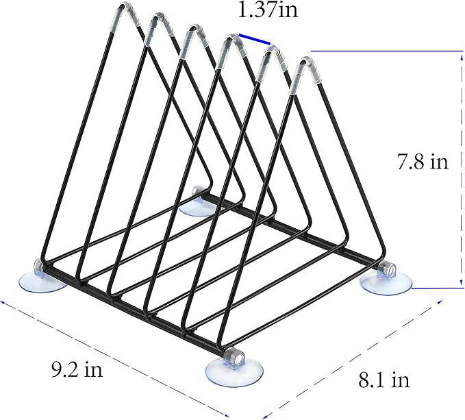 Vinyl Record Holder Storage, 5 Slot Metal Record Stand Magazine Newspaper Album Display Rack Desktop Triangle File Holders for Office Home Black