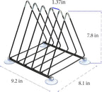 Vinyl Record Holder Storage, 5 Slot Metal Record Stand Magazine Newspaper Album Display Rack Desktop Triangle File Holders for Office Home Black