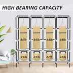 LOKEME Wardrobe Closet,Portable Closet for Bedroom Steel Pipe Diameter 19mm Strong and Sturdy Navy Blue Portable Closets for Hanging Clothes with 3 Hanging rods, 6 Storage Shelves and Side Pocket