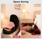 Black hard hat box baseball cap storage box with handle and adjustable shoulder strap suitable for travel and home storage