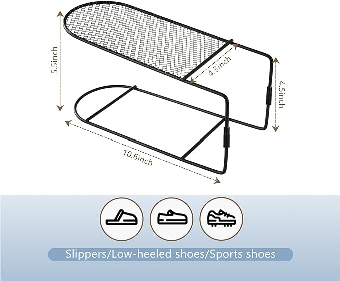 CiBiZi Shoe Slots Organizer 6Pack Metal Shoe Stackers for a Pair of Shoes Double Layer Shoe Holder Shoe Storage Closet Organizers Shoe Space Saver Organizador de Zapatos Black