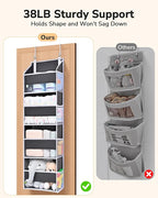 ULG 2 Pack Small Over Door Organizer with 4 Large Pockets 8 Mesh Side Pockets, Hanging Storage Organizer with Clear Window Kids Toys Deep Gray
