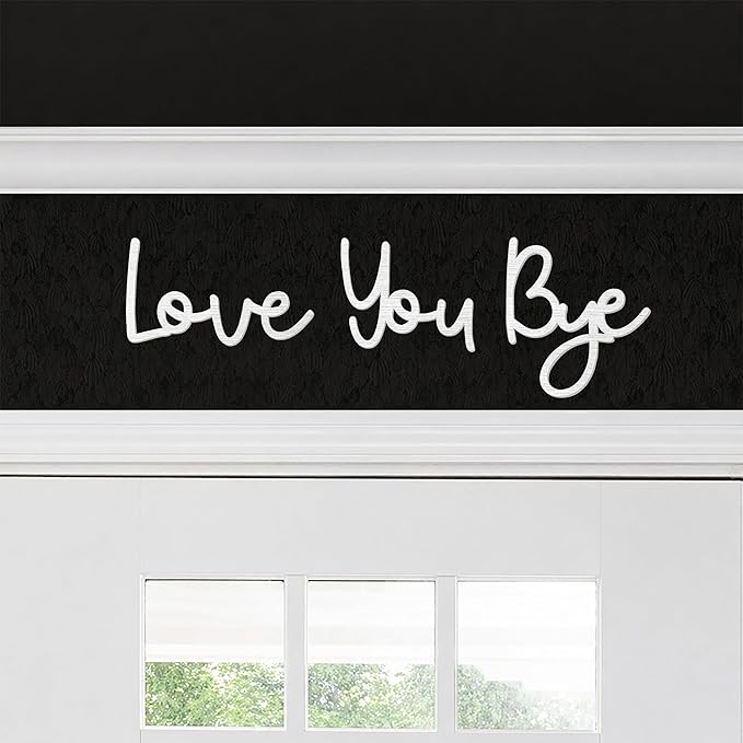 Dripykiaa LOVE YOU BYE Wood Sign Home Decor Boho Decor 31.5” Wood Grain Wall Decor Express Love and Warm for Your Family Lovers Wall Art Gift Hallway Entryway Door For Home - White