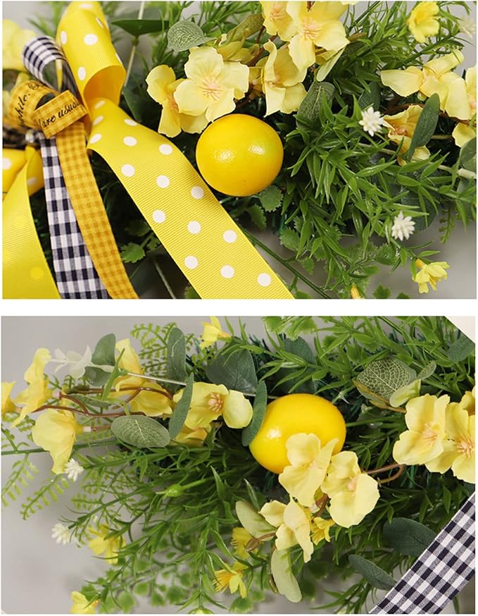 Wedding Arch Flowers Artificial Floral Swag for Door Lintel Spring Lemon Fruit Garland Rustic Decorative Swag for Wedding Arch Front Door Wall Home Decor(#1)