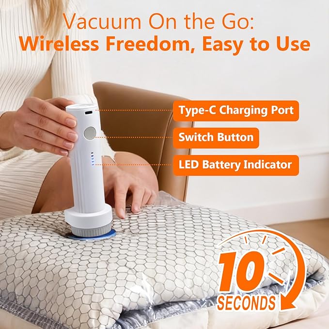 15 Pack Travel Vacuum Storage Bags with USB Electric Pump, Vacuum Seal Bags for Clothing - Space Saver for Clothes, Compression Travel Packing Bags for Luggage and Suitcase.