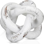 Yalikop 3 Link Wood Knot Decor Rustic Home Décor Accents Hand Carved Coffee Table Decoration, Boho Chain Link Decoration, Modern Shelf, Rustic Objects for Home Living Room Bedroom(Retro White)