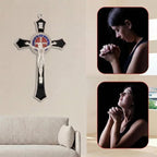 TALPGOD 7 Inch St Benedict Crucifix Black,Crucifix Wall Cross for Catholic Decor,Jesus Christ Hanging Cross Wall Art Decor,Escapularios Catolicos,Saint Benedict Medal for Home Decoration