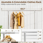Heavy Duty Clothes Rack Load 450 LBS, Metal Garment Rack, Standing Rolling Clothing Rack for Hanging Clothes with Sturdy Wheels & Shelves, Portable Closet Wardrobe Rack,Sliver