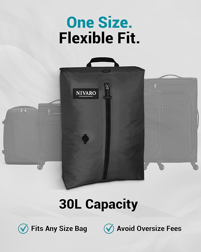 Travel Vacuum Compression Bags | Large 30L 1-Pack | Waterproof & Reusable | Space Saver Bags for Luggage | Wireless Pump Included