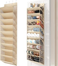 20-25 Pairs Over the Door Shoe Organizer, Clear Pockets Shoe Rack for Closet Door, 10-Tier Hanging Shoe Rack for Boots, Behind the Door Shoe Holder Fit All the Family's Sneakers, Boots, Heels, Beige