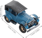 Vintage Iron Car Model - Distressed Metal Blue Car Farmhouse Style Vintage Auto Decor Tabletop Ornaments for Study, Bookshelf & Cave