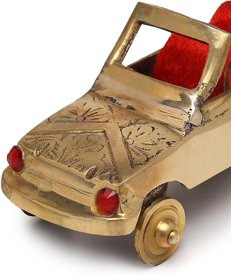 NAMS Brass Vintage Car Showpiece Antique Classic Convertible Figurine Red Seat for Home Decor, Office Desk, Living Room Decoration Traditional Collectible Display Showcase Unique Gift Item (9x5x4 cm)