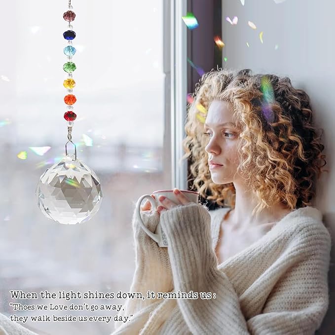 HEGELDA Memorial Gifts for Loss of Dad, Crystal Sun Catcher with Sympathy Poem Card, Refractive Prism Hanging Ornament, Father Bereavement Keepsake, Premium Gift Box Included