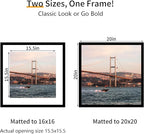 20x20 Picture Frame 3 Pack - Black Poster Frame Display Pictures 16x16 with Mat or 20 x 20 Without Mat for Wall Hanging Horizontal and Vertical