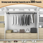 Closet Rod, 16 to 75 Inch Heavy Duty Adjustable Clothes Rod for Hanging Clothes and Heavy Duty Clothes Rod Bracket Rods Support (The Shelf NOT Included) (Black)