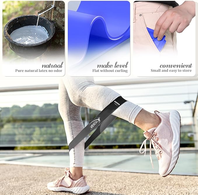 VEICK Resistance Loop Exercise Bands, Elastic Workout Bands for Men Women, Set of 5 Different Resistance Levels Stretch Band for Home Fitness Stretching Strength Training