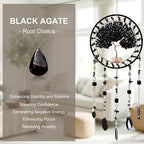 Tree Life Dream Catcher and Sun Catcher, Handmade Healing Crystal Boho Window Hanging for Home Decor, Rainbow Maker Wall Decor, for Women, Housewarming (Black)