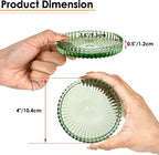 Modern Clear Coaster Set of 5- Glass Coasters for Drinks Crystal Coasters Round Cup Coaster Coffee Table Decor for Office, Kitchen, Bar, Dining Room, Living Room, Patio(Clear Green)