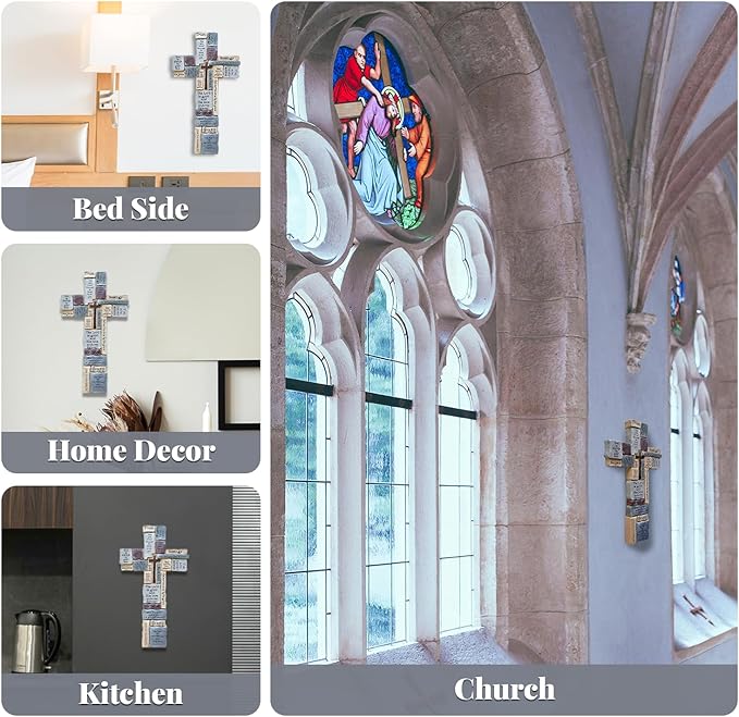 Imerance Inspirational Resin Wall Cross,11 Inch Crucifix Wall Cross,Christian Decor,Christian Gifts and Religious Gifts for Women,Men