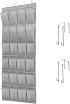 Over The Door Shoe Organizers with 24 Mesh Pockets Shoe Organizer Storage Hanging Shoe Organizer Shoe Holder for Rack (Grey)