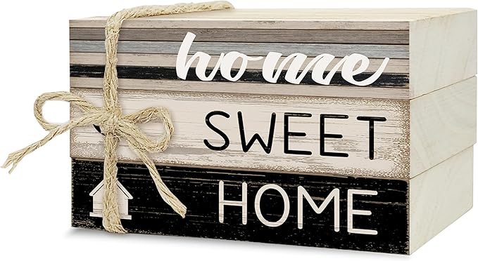 Mini Decorative Books For Home Decor, Small Wood Book Stack For Table Decor, Home Sweet Home decoration Books For Living Room Bookshelf, Farmhouse Stacked Books decoration（L55)
