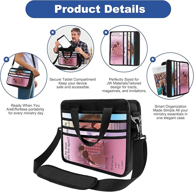 JW Magazine and Tract Holder – JW Field Service Supplies,Jehovah Witness Ministry Supplies,Jworg Accessories Best Life Ever Gifts,Ministry Organizer for Pioneers Bag Convention