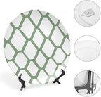 Grey Sage Green Mid Century Ceramic Decorative Plate of 6", 7", 9", 10", Custom Geometry Porcelain Dessert Plate Set, Art Decoration Household Decorations Wedding, Including Bracket And Special Hook