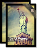 100% Solid Wood 10x12 Picture Frame Set of 2, Black Frame for 10 x 12 Inch Picture Poster Photo, Light Weight 10 by 12 HQ Matte Black Frame for Wall - 2 Pack/Black/10 x12