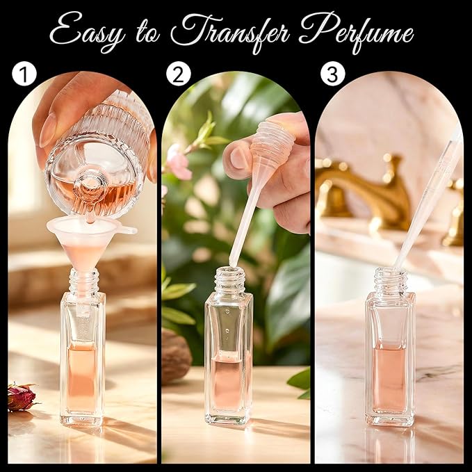 50pcs Perfume Refill Tool Kit,Plastic Perfume Dispenser Transfer Tools,Travel Refill Tool Set for Liquid Cologne Fragrance Sample Essential Oils (Clear, 5ml/50pcs)