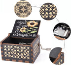 You are My Sunshine Wood Music Boxes, Laser Engraved Vintage Wooden Sunshine Hand Crank Musical Box Gifts for Birthday/Christmas/Valentine's Day/Mothers Day/Anniversary