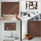 Large Felt Cork Board Alternative - 36" x 24" Bulletin Board with 30 Pushpins, 6 Pack Adhesive Cork Board, Sound Absorbing Fabric Wall Tiles, for Office Home Music Class, Red Brown