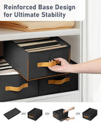 DIMJ Large Wardrobe Clothes Organizers - Foldable Closet Clothing Organizer for Jean Sweater Shirt Pants Underwear Bra, Divided Clothes Drawer, Grey Closet Shelf Organizer Boxes