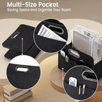 Magzine Holder,Felt foldable Magazine Basket for Storage Organizer, Magazine Newspaper File Laptop Folder with 4 Pockets for dorm, Living Room, Office Storage Holder Bag, Black