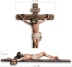 DevotedWalls Extra-Large Catholic Crucifix for Wall,20.75" H Church-Sized Cross of Jesus Christ–INRI,Bloodied Wounds & Realistic Detail for Church,Chapels and Home(Full Color)