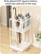 Indoor Large-Capacity Standing Umbrella Stand Commercial Metal Umbrella Holder for Entryway Corridor Entrance Umbrellas Barrel with Removable Drip Tray(White)