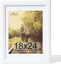 KTKDE 18x24 Poster Frame Real Glass,White Picture Frame Display Pictures 16x20 with Mat or 18x24 Without Mat, Modern Style Wood Composite Frame,Gallery Wall Frame Wooden ，best gift