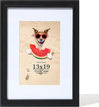 13x19 Picture Frame Black Wooden, Real Glass Display 11 x 17 Pictures with Mat or 13 x 19 Without Mat, 19 by 13 Poster Frames,Gallery Frame for Wall Mounting Display Home Décor Gifts