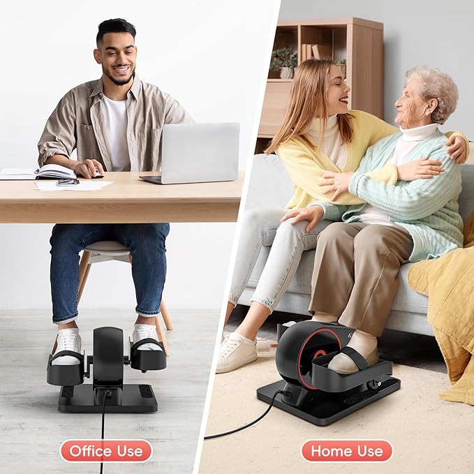 FUNMILY Under Desk Elliptical, Ultra-Quiet Elliptical Machine for Home, Upgraded Magnetic Control Leg Exerciser&12 Speeds Electric Elliptical for Seniors,100% Pre-Assembled Home Workout Equipment