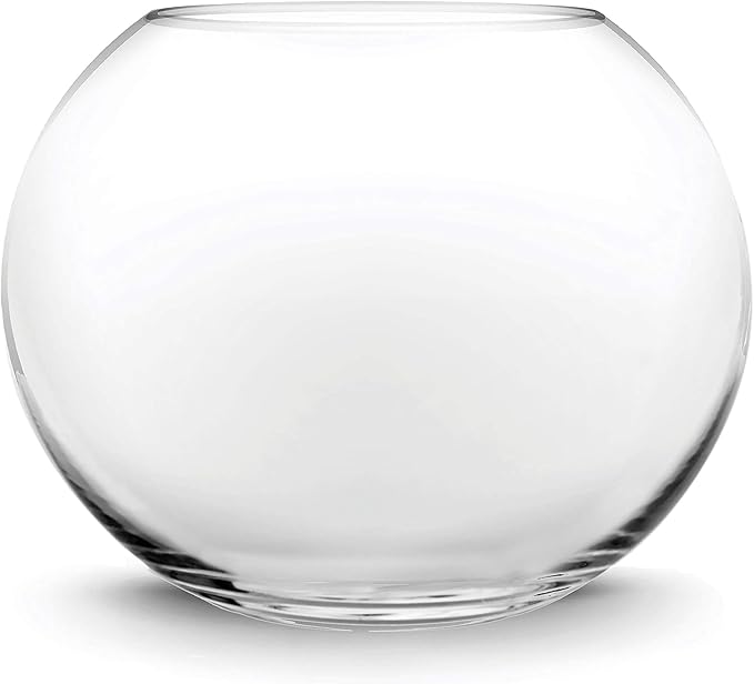 CYS EXCEL Glass Bubble Bowl (H-6" W-8", Approx. 3/4 Gal.) Small Fish Bowl Round Terrarium Vase Globe Flower Centerpiece for Weddings Events Arrangements