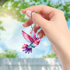 2D Bird Acrylic Hanging Ornament - 8Pcs Flying Birds Christmas Tree Ornaments, Xmas Tree Ceiling Pendants with Lanyard Rearview Mirror Window Charms Gift for Men Women (Hummingbird 1)