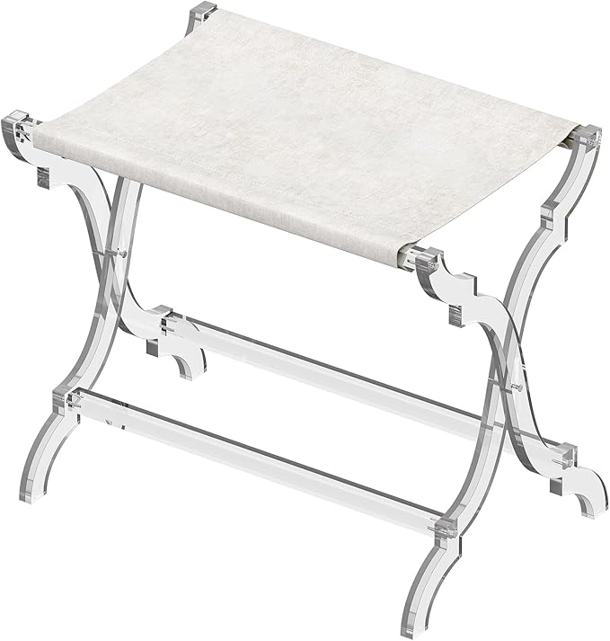 Byingo Acrylic Luggage Rack, Fancy Foldable Suitcase Stand with PET Fabric Shelf for Guest Room, Bedroom, Hotel, Holds Up to 50-100 lb, Modern, Portable, Easy to Use, Heavy-Duty