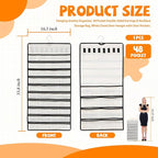 48 Pockets Hanging Jewelry Organizer with Necklace Straps, Double-Sided White Closet Jewelry Holder for Space-Saving Storage of Earrings, Bracelets & Necklaces